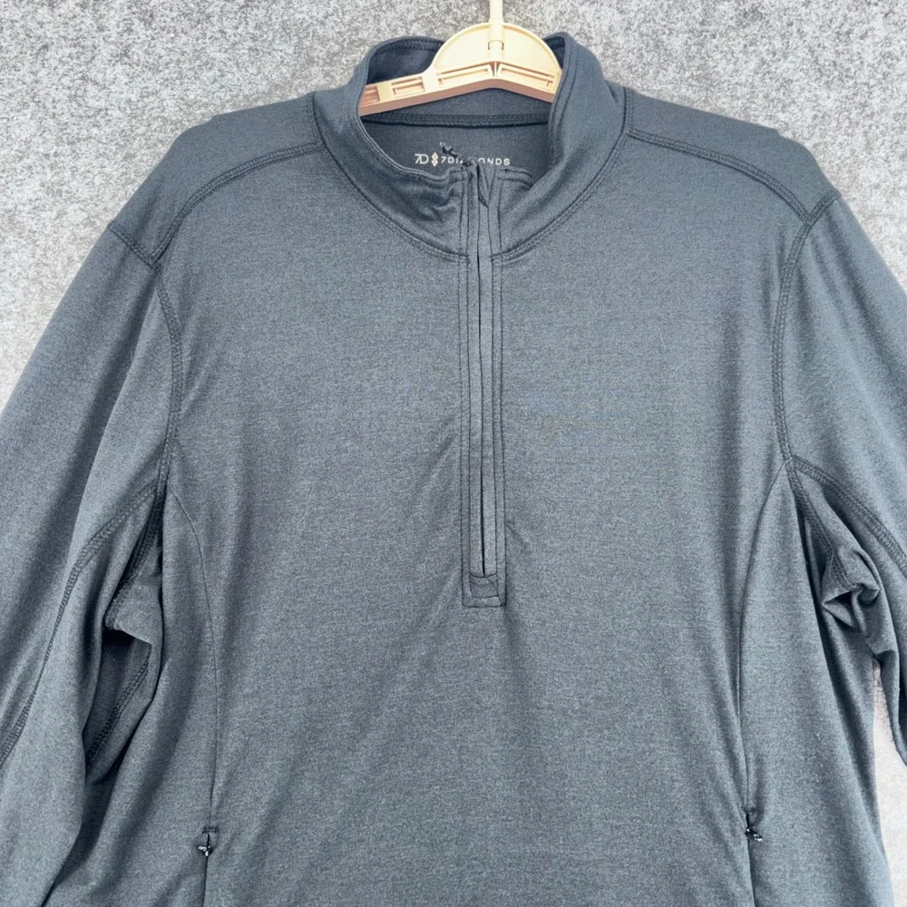 7 Diamonds Core Mens Black Heather Quarter Zip Pullover Active Top Size M
